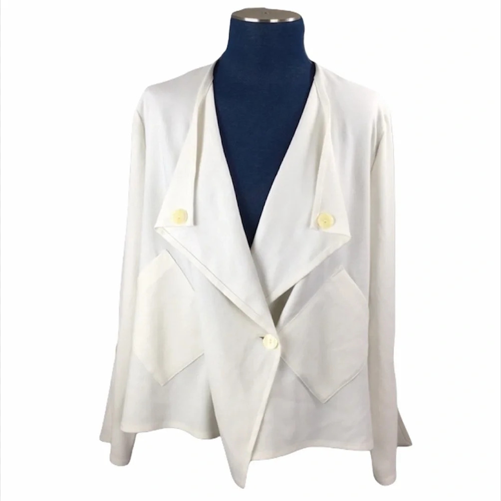 Linda‎ Lundstrom White Lagonlook Jacket Top